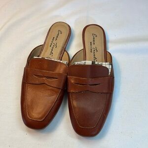 Enzo tesoti brown leather flats loafers